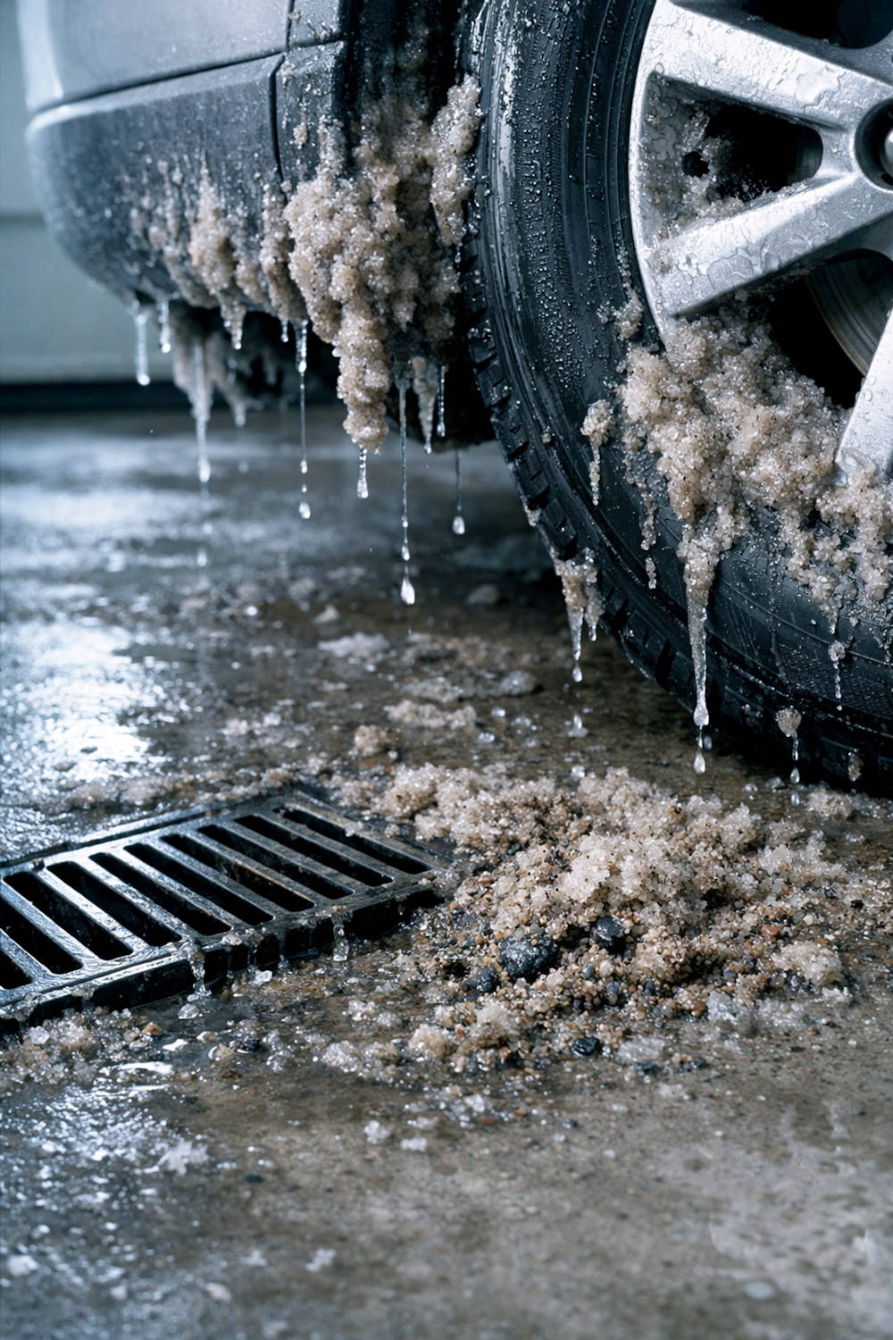 How do you clean a garage floor drain full of debris?
